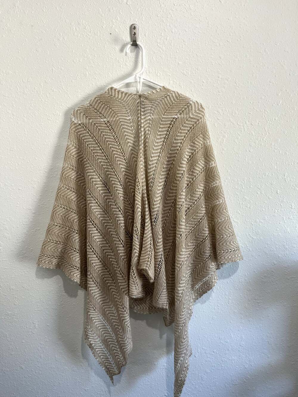 Boho Chevron Knit Poncho Shawl